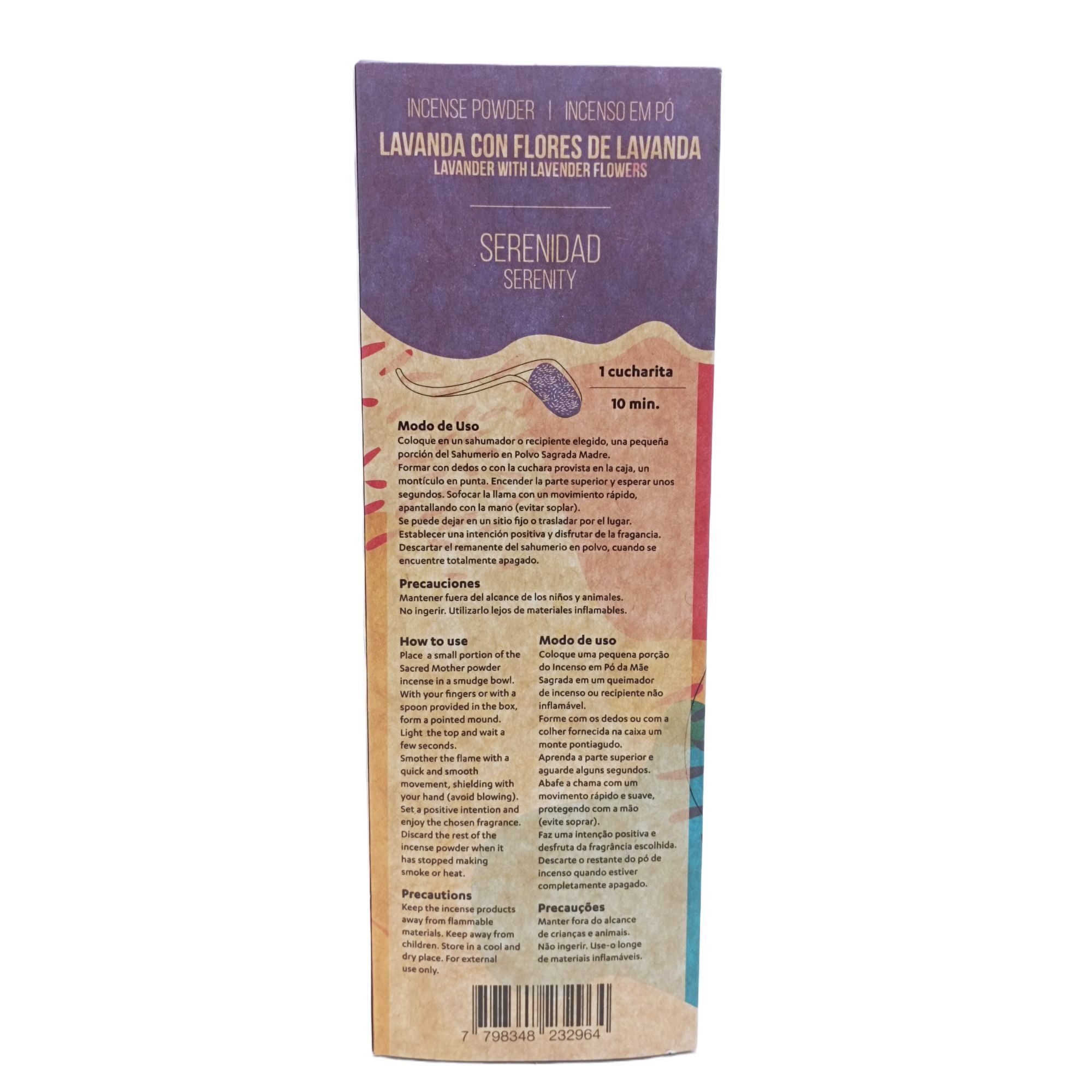 Incienso en Polvo de Lavanda, premium de 60 g con aroma intenso y color lila - calma la mente y favorece el descanso