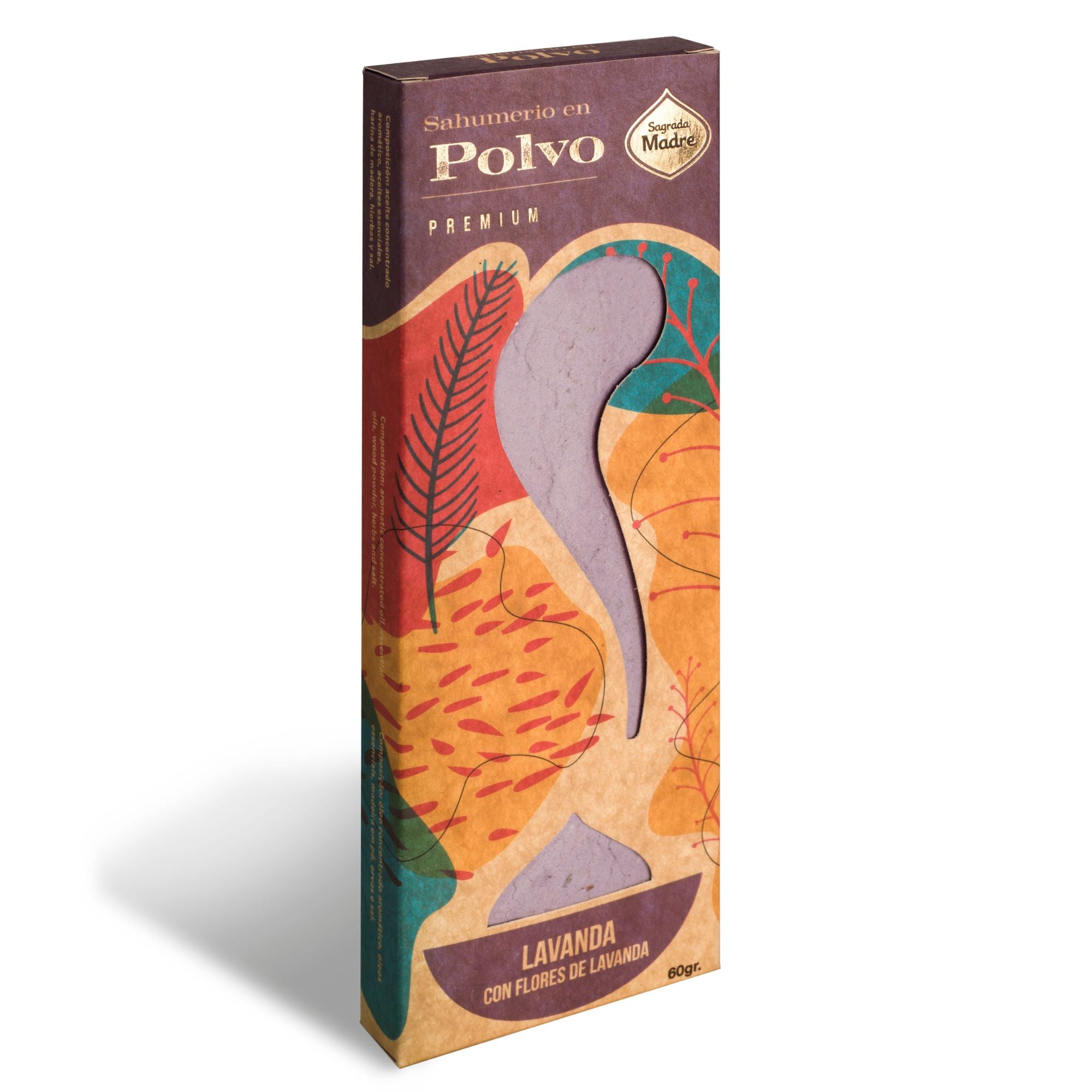 Incienso en Polvo de Lavanda, premium de 60 g con aroma intenso y color lila - calma la mente y favorece el descanso