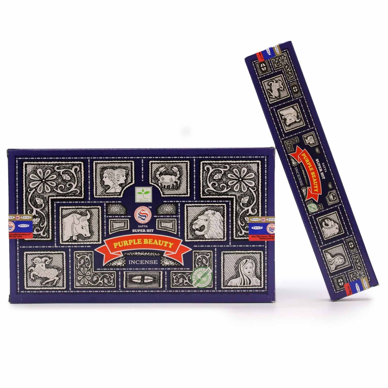 Incienso, Nag Champa, varitas enrolladas a mano, formato 15 g y color púrpura, aroma floral profundo - favorece la meditación