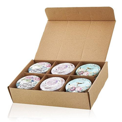 Vela artística de hojalata en lata decorativa impresa con etiqueta, 120 g, aroma a peonía - quema limpia y ecológica