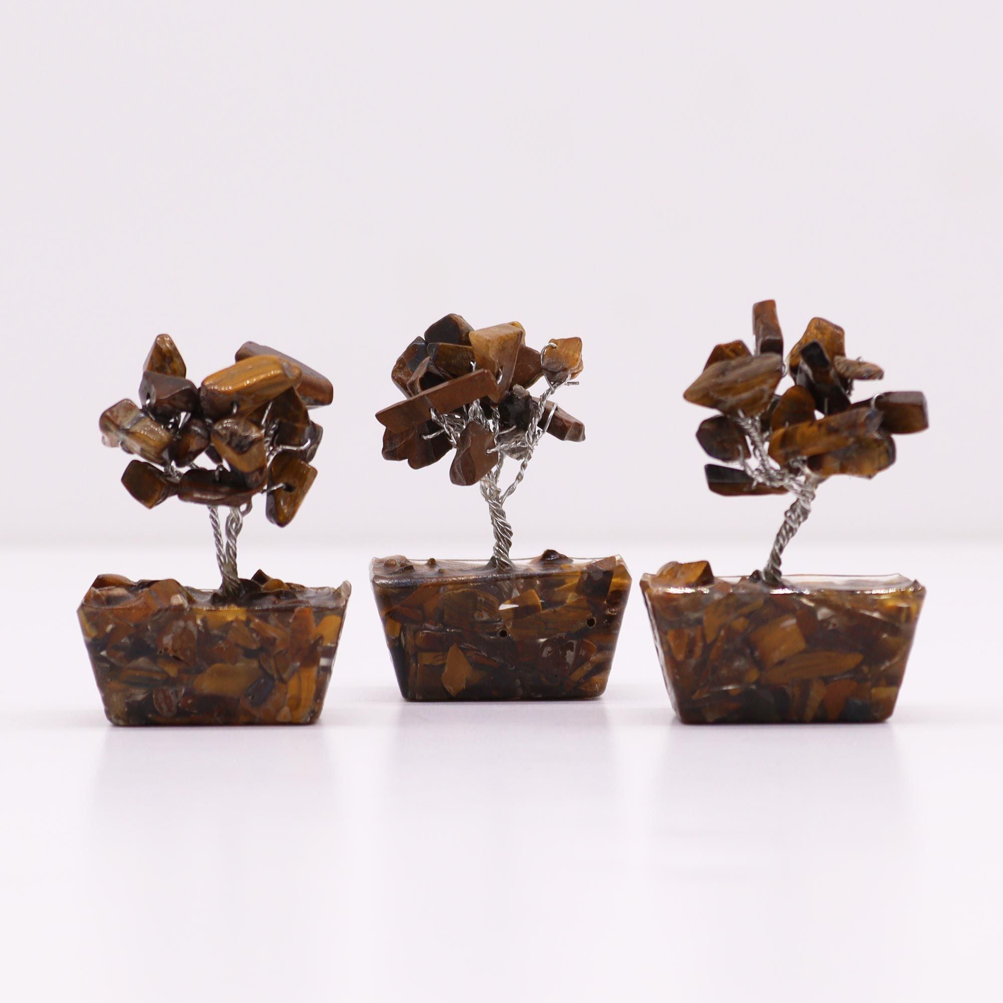 Mini Árbol de Gemas – Ojo de Tigre con Base de Orgonita (15 piedras)