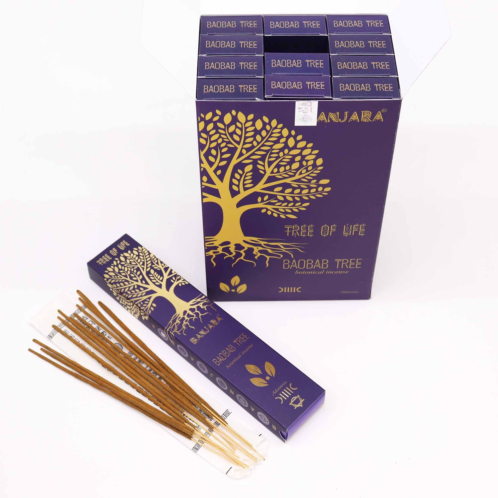 Incienso Botánico Banjara Baobab: varillas de material vegetal, forma cilíndrica, tamaño compacto, color beige - relajación