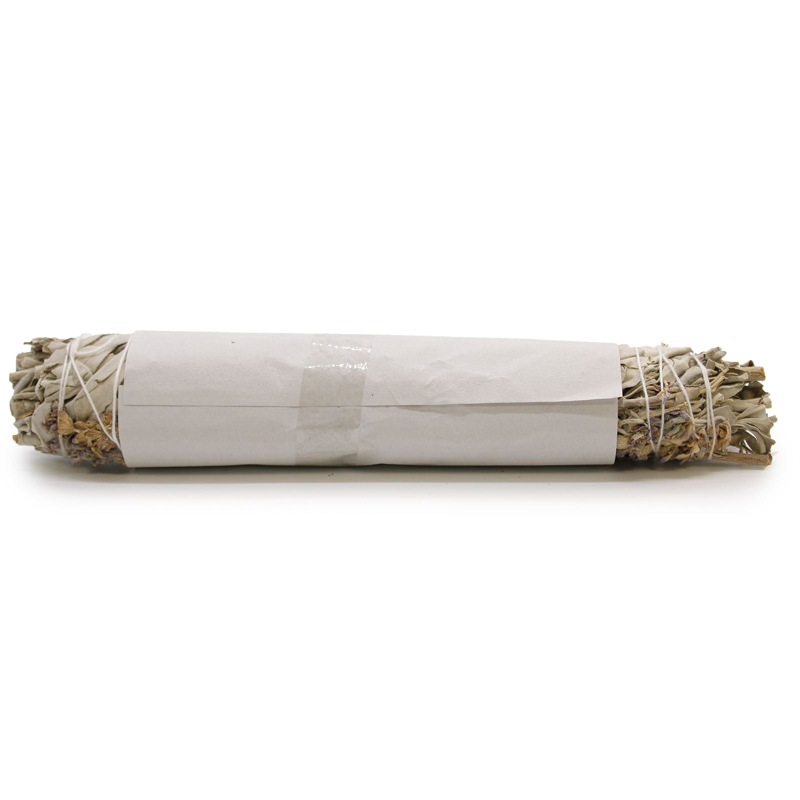 Salvia blanca y lavanda en atado de 22.5 cm con envoltorio kraft, hierba aromática visible - para purificar el ambiente