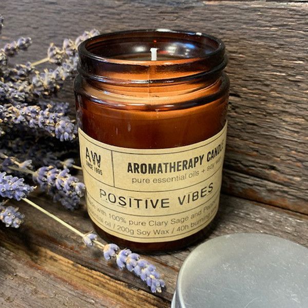 Vela aromaterapia cera de soja 200 g con aceites puros de salvia y menta, 40 h - favorece claridad y bienestar