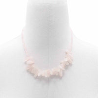 Collar de gemas Longstone con cuarzo rosa: colgante alargado de piedra rosada y cuentas - equilibrio emocional
