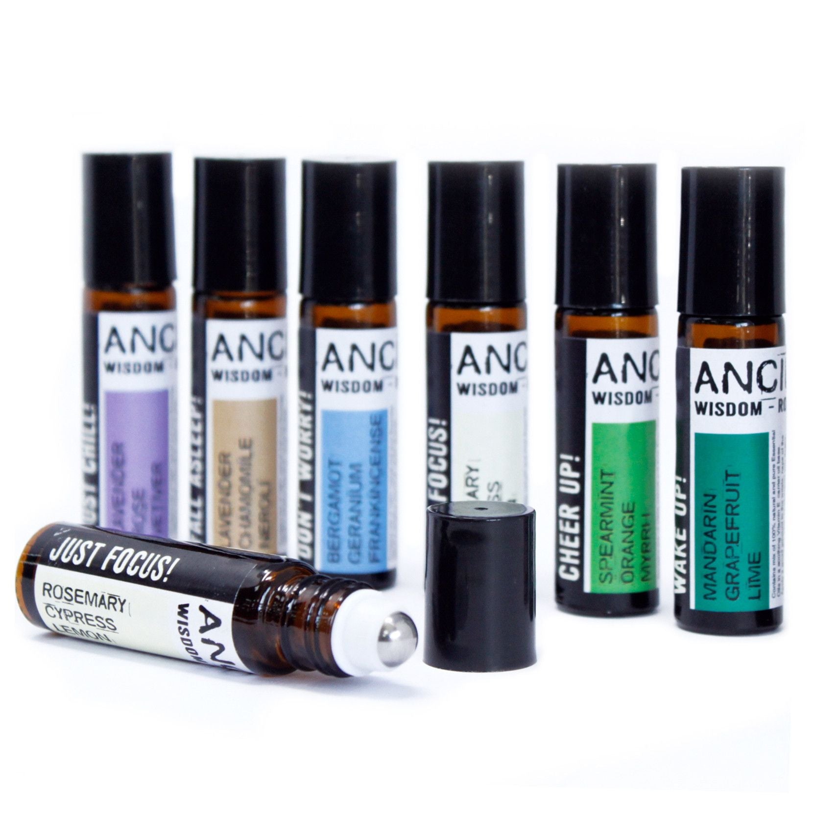 Roll-On de aceites esenciales en formato rod-on compacto, mezcla 100% natural para relajación y energía - bienestar