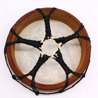 Tambor chamánico Chakra (25 cm) con marco de madera y parche decorado; incluye baqueta. - equilibrio energético