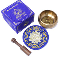 Cuenco tibetano set Medicina Buda, 10 cm de diámetro y 500 g mínimo, pieza circular para meditación - Armonía energética