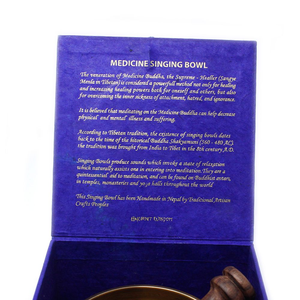 Cuenco tibetano set Medicina Buda, 10 cm de diámetro y 500 g mínimo, pieza circular para meditación - Armonía energética