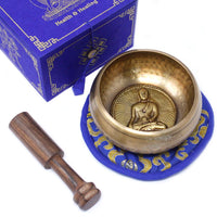 Cuenco tibetano set Medicina Buda, 10 cm de diámetro y 500 g mínimo, pieza circular para meditación - Armonía energética