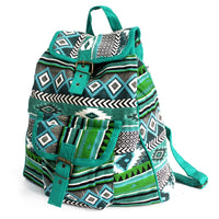 Mochila Teal de tejido Jacquard, bolso casual en color azul verdoso y textura entrelazada - armonía energética