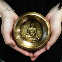 Cuenco tibetano set Medicina Buda, 10 cm de diámetro y 500 g mínimo, pieza circular para meditación - Armonía energética
