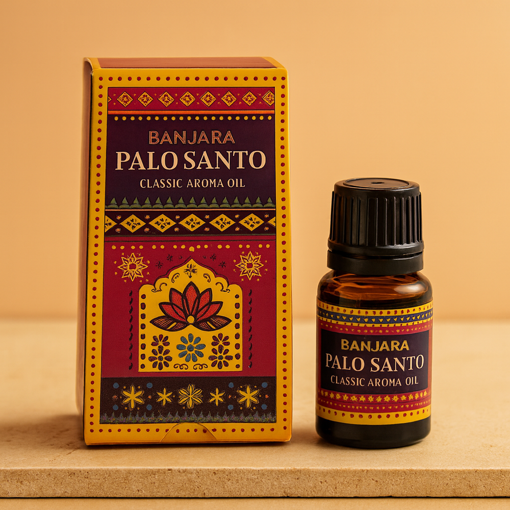 Aceite Esencial de Palo Santo: frasco de vidrio ámbar de 10 ml con líquido aromático - purificación y serenidad