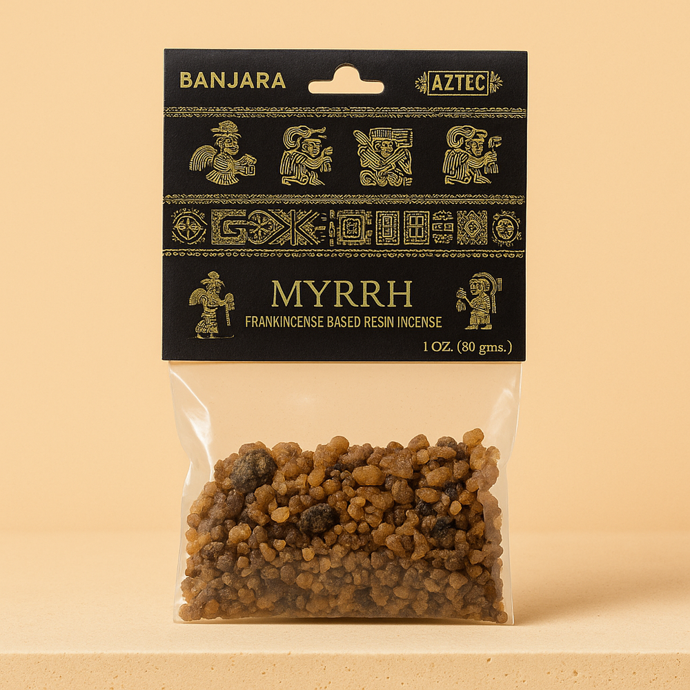 Incienso de Resina Banjara - Mirra, gránulos sueltos, 30 g, color ámbar - meditación, protección y sanación
