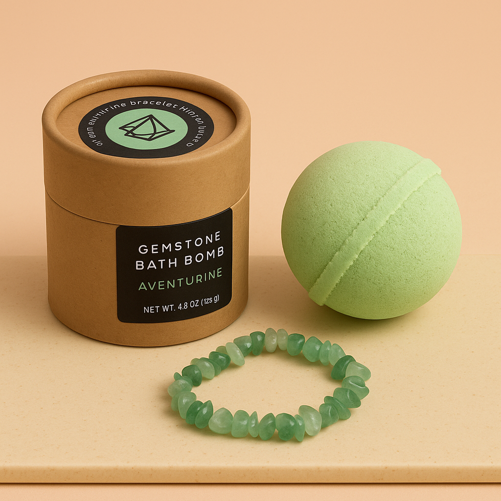 Aventurina verde: bomba de baño artesanal con pulsera oculta; aroma cítrico de limón y lima, 140 g - relaja y equilibra.