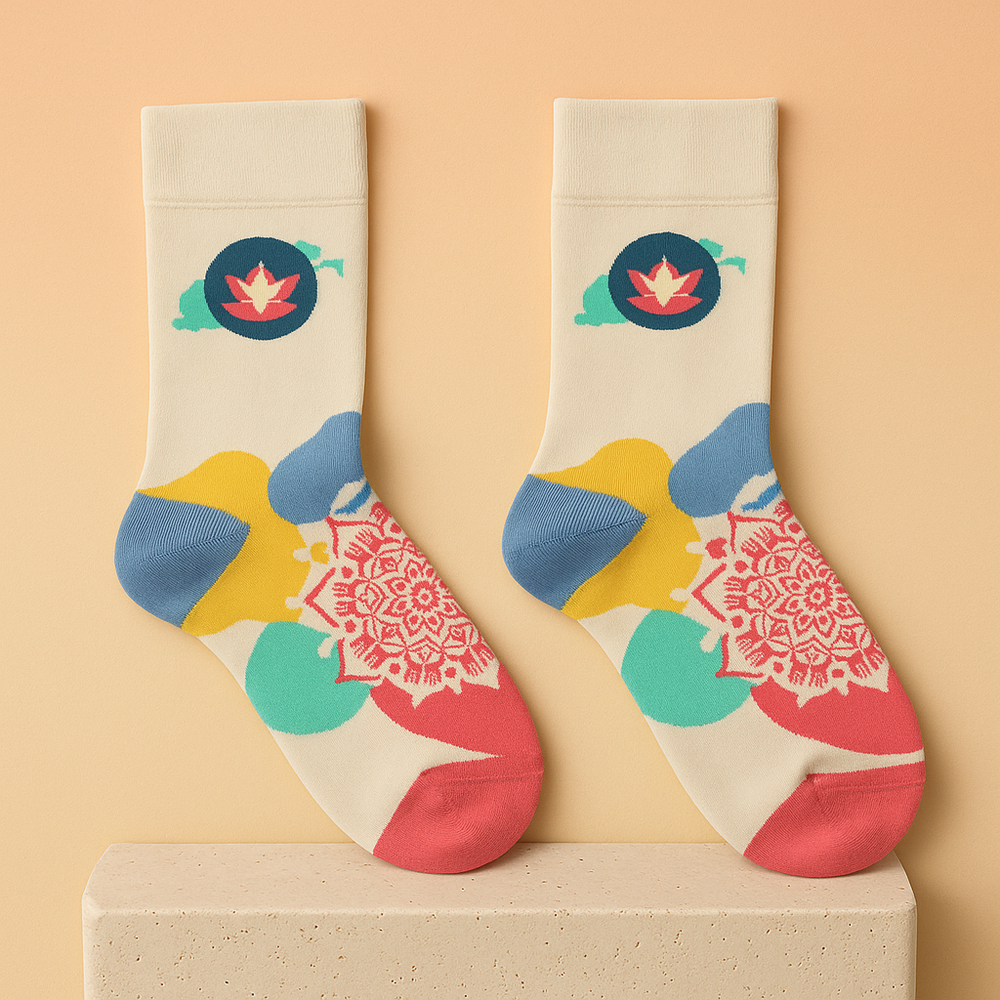 Calcetines de Meditación Hop Hare: bambú y algodón ecológico, talla 41-46, colores y diseño simbólico — bienestar y confort