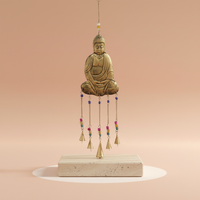 Campanas indias, cinco piezas grandes, forma cónica, estilo oriental, acabado metálico para meditaciones - calma y enfoque.