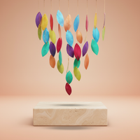 Carrillón de Madera móvil con hojas arco iris, colores vivos y cascada de piezas- aporta alegría y armonía en interiores