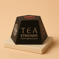 Colador de té con jaspe rojo crudo en acero SUS304, malla con cadena y piedra natural - aporta enraizamiento y vitalidad
