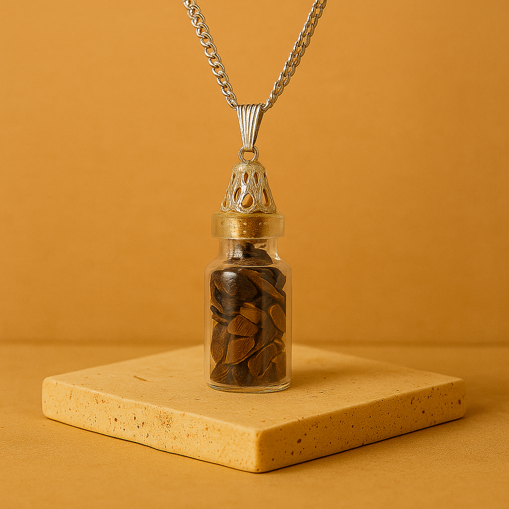 Collar de Gemas Embotelladas de Ojo de Tigre – Protección Energética