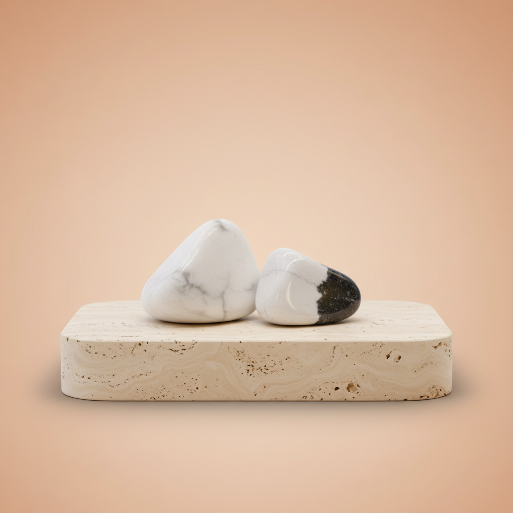 Howlita blanca y magnesita - pequeñas piedras africanas, color blanco con vetas y formas - armonía energética