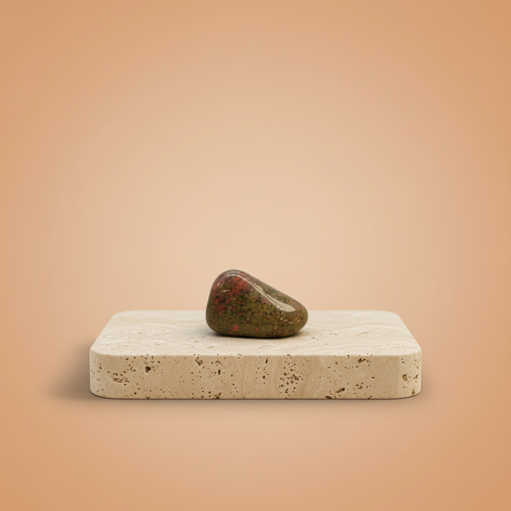 Unakita - piedra tumbada (rodada), natural, pequeñas, en verde y rosa, únicas - equilibrio emocional y crecimiento