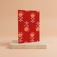 Cuadernos, tapa de algodón rosada con motivo floral, formato 20x15 cm, 96 páginas, artesanal - para notas y bienestar