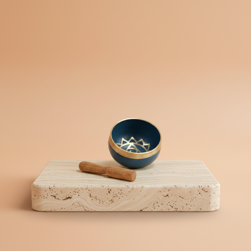 Cuenco Chakra Garganta, cuenco redondo de estilo natural para meditación y decoración-favorece armonía energética y bienestar