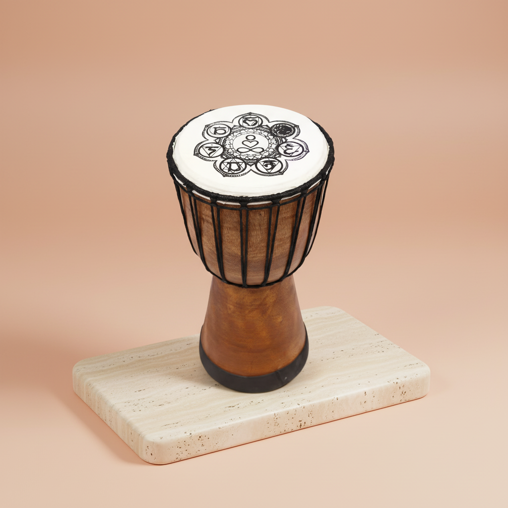 Djembe artesanal 30 cm, tambor con tapa ancha, madera de suar tallada y piel de cabra natural – sonido profundo para ritmos