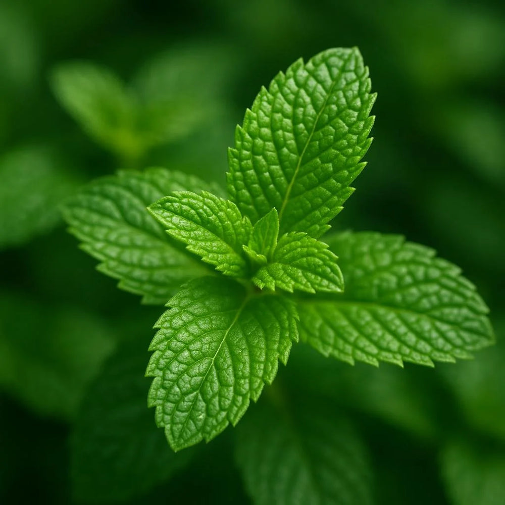 Aceite esencial de menta en botella de vidrio de 10 ml, color ámbar - estimula la mente y alivia la fatiga.