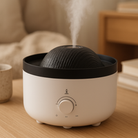 Difusor de aromas en forma volcánica, cuerpo blanco, tanque 300 ml - calma, humidifica y perfuma ambiente en uso en la habitacion