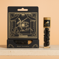 Roll-On Turmalina Negra: frasco de cristal y tapa de bambú, 10 ml, piedras – protección y equilibrio - claridad mental