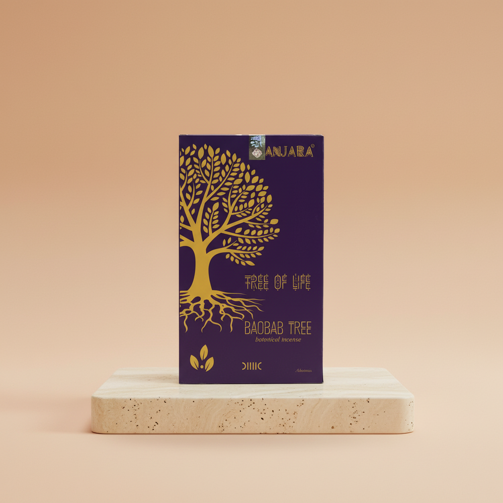 Incienso Botánico Banjara Baobab: varillas de material vegetal, forma cilíndrica, tamaño compacto, color beige - relajación