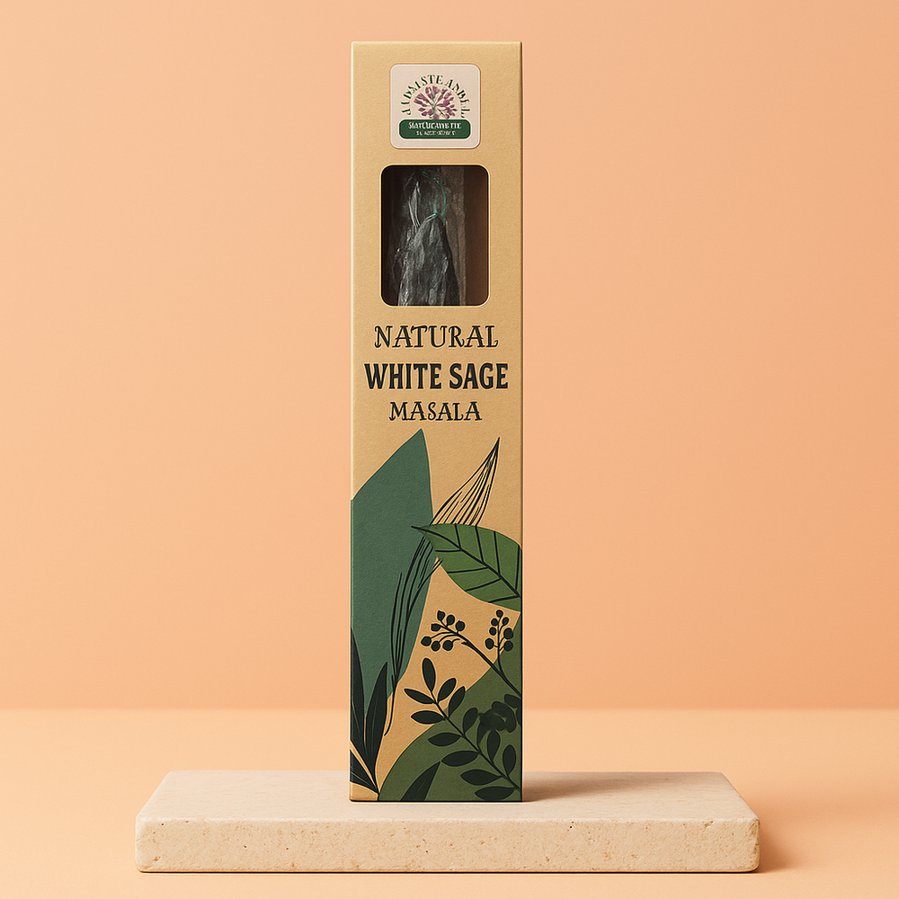 Incienso Botánico Natural Masala - varilla de Salvia Blanca, resinas, combustión prolongada - limpieza energética profunda