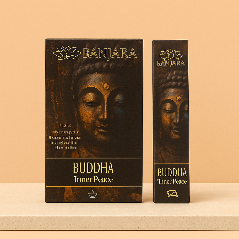 Incienso Buda Banjara Paz Interior: varilla botánica Masala, color marrón claro; elaborado en India - calma profunda