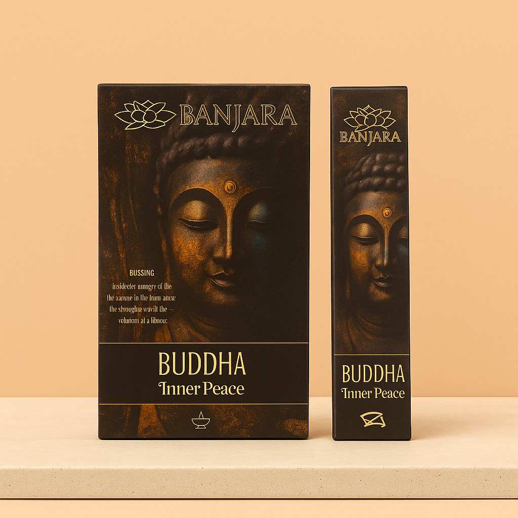 Incienso Buda Banjara Paz Interior: varilla botánica Masala, color marrón claro; elaborado en India - calma profunda