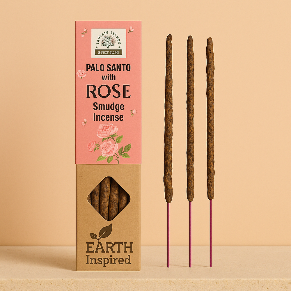 Incienso de fumigación Tierra - Rosa, varilla aromática en formato cilíndrico, resinas y aceites - limpieza energética