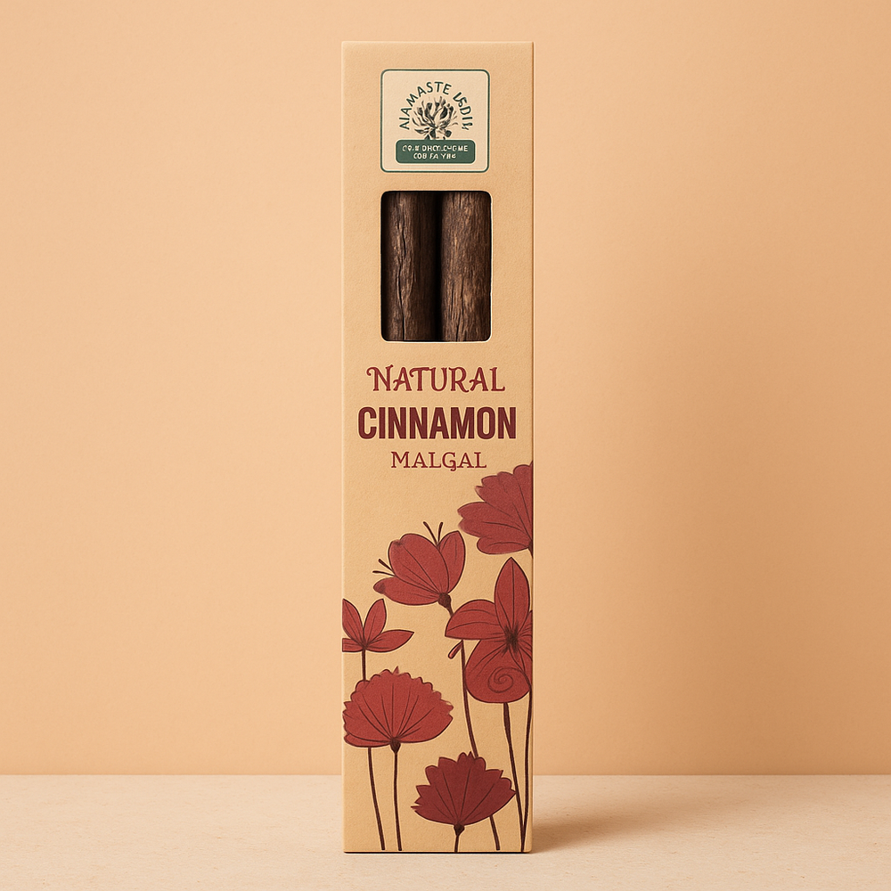 InciensoCanelaMasala: varillas naturales, ámbar, aroma - caja ecológica - limpieza energética y armonía en el hogar