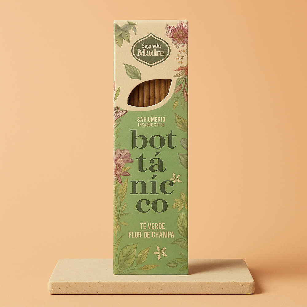 Incienso en varilla delgada y natural, aroma té verde y champa, perfecto para meditar y purificar el ambiente - Relajación
