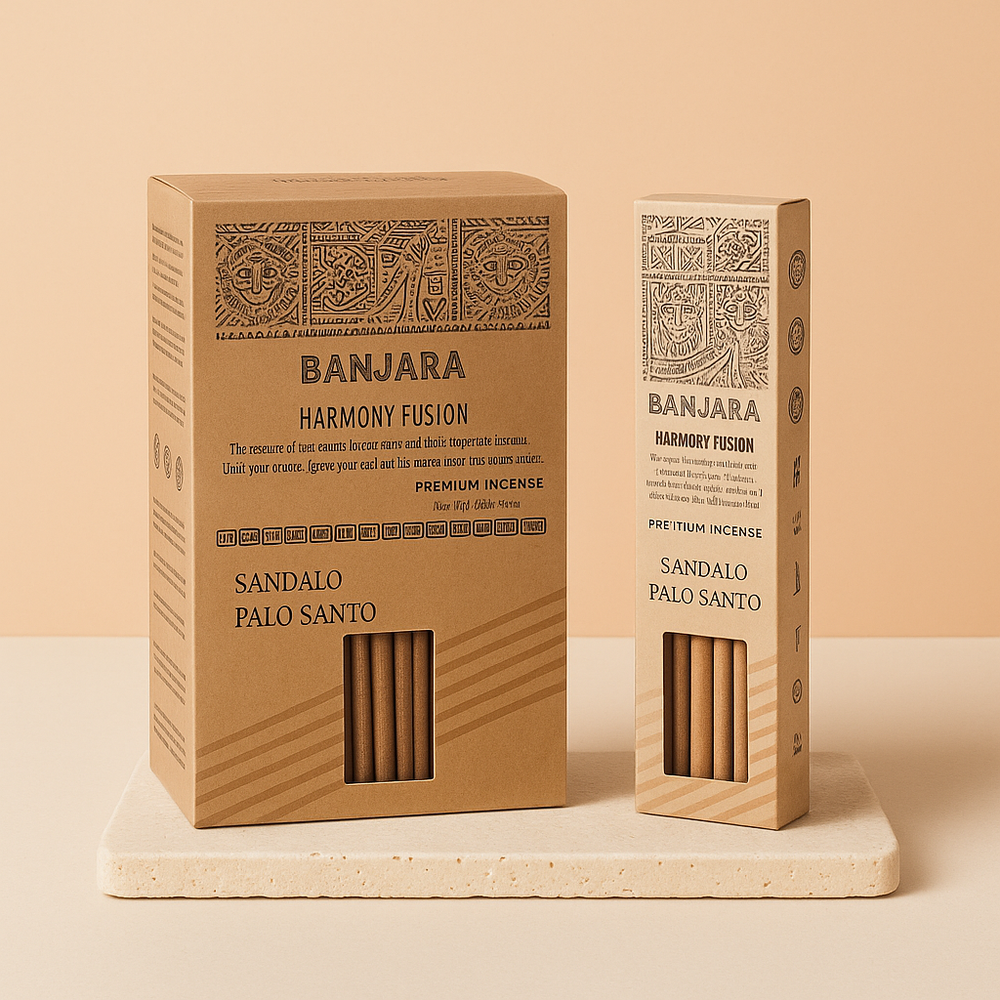 Incienso Palo Santo Banjara - Sándalo: varilla Masala, mezcla Palo Santo y Sándalo aroma terroso - limpieza y bienestar