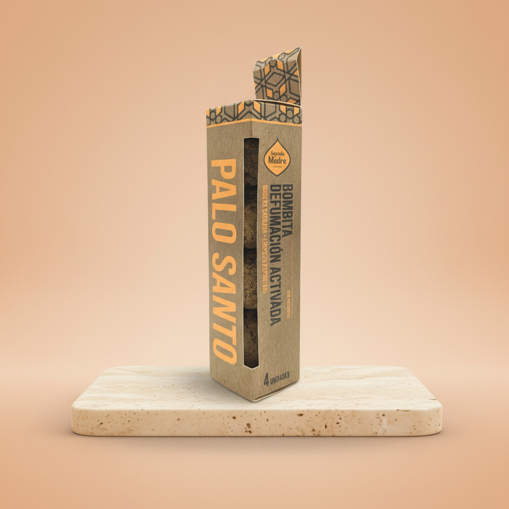 Palo Santo: Caja de 4 bombitas de defumación - esferas aromáticas para limpieza energética, purificación y equilibrio.