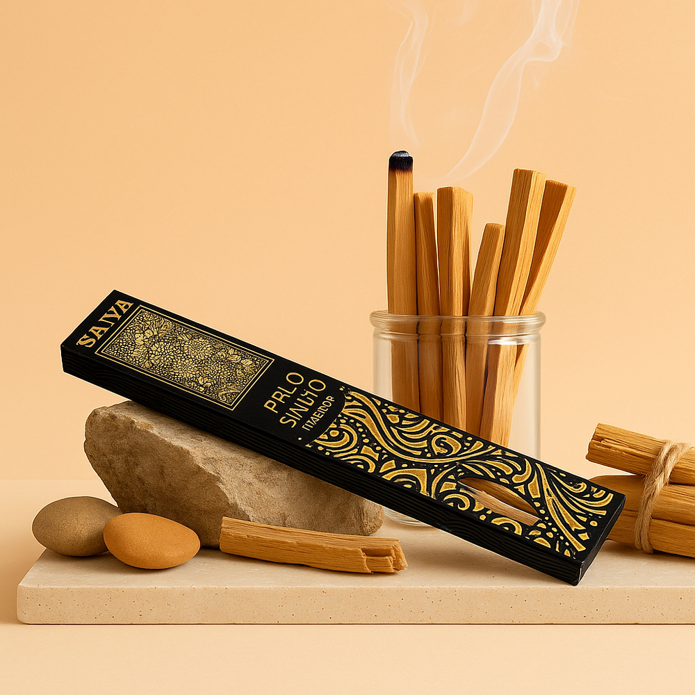 Incienso Palo Santo: varillas naturales en formato bastón, color ámbar y aroma amaderado - purifica energías