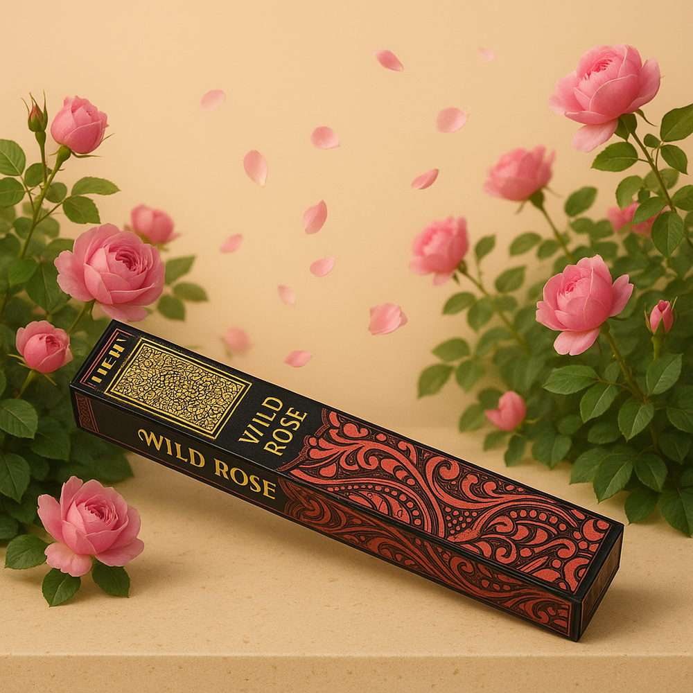 Incienso Natural de Rosa Silvestre, varillas delgadas, crema, 100% orgánico para hogar y meditación — Relajación y armonía