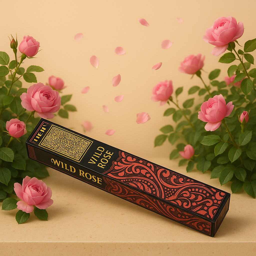 Incienso Natural de Rosa Silvestre, varillas delgadas, crema, 100% orgánico para hogar y meditación — Relajación y armonía