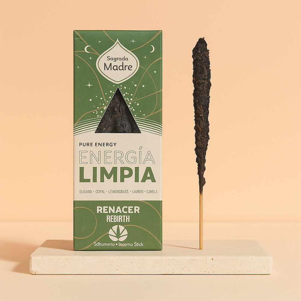 Incienso Sahumerio Energía Limpia Renacer, varilla en formato compacto; aroma fresco. 100% natural. - purifica y renueva