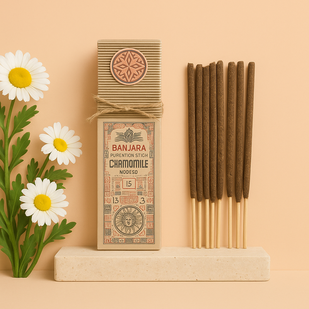 Manzanilla, varilla de resina natural, aroma dulce, formato de incienso para rituales — relajación y limpieza energética