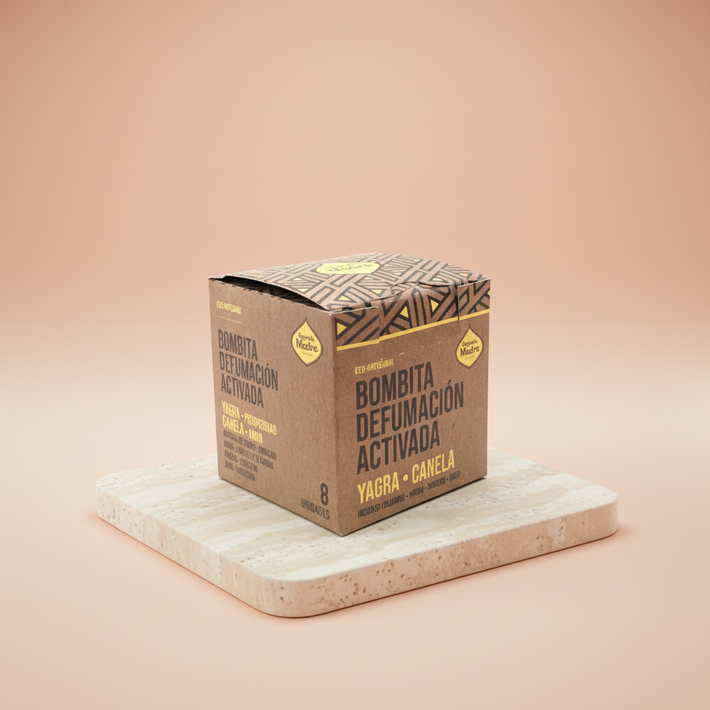 Incienso Yagra-Canela: Caja de 8 bombitas de defumación activadas en esfera, envase compacto - prosperidad y atracción