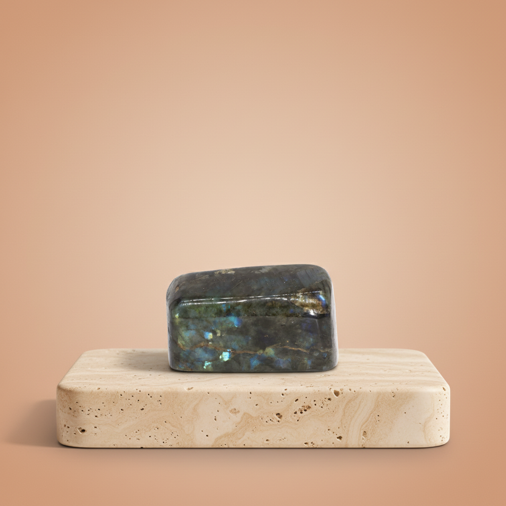 Labradorita Madagascar piedras medianas 250-370 g 65-90 mm iridiscente azul-verde - brinda claridad y equilibrio