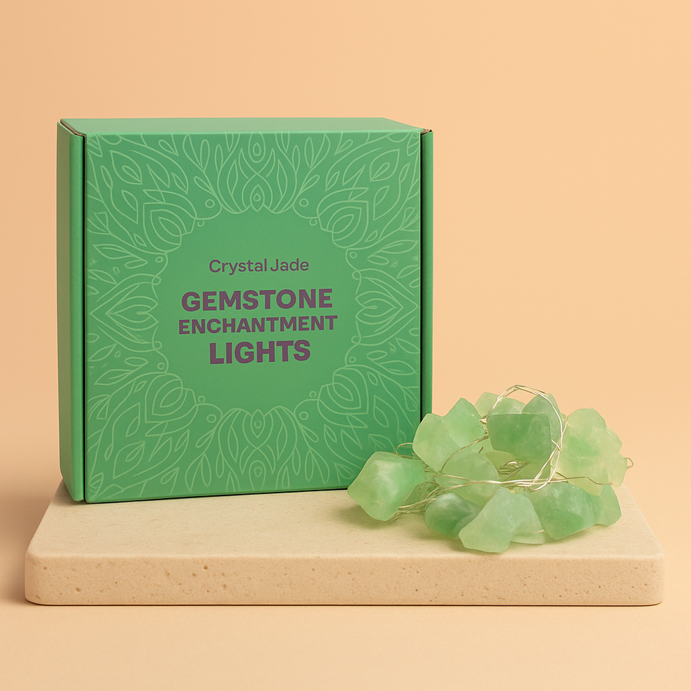 Jade de cristal natural: guirnalda de luces LED con piedras verdes, cable flexible y diseño decorativo cálido - armonía