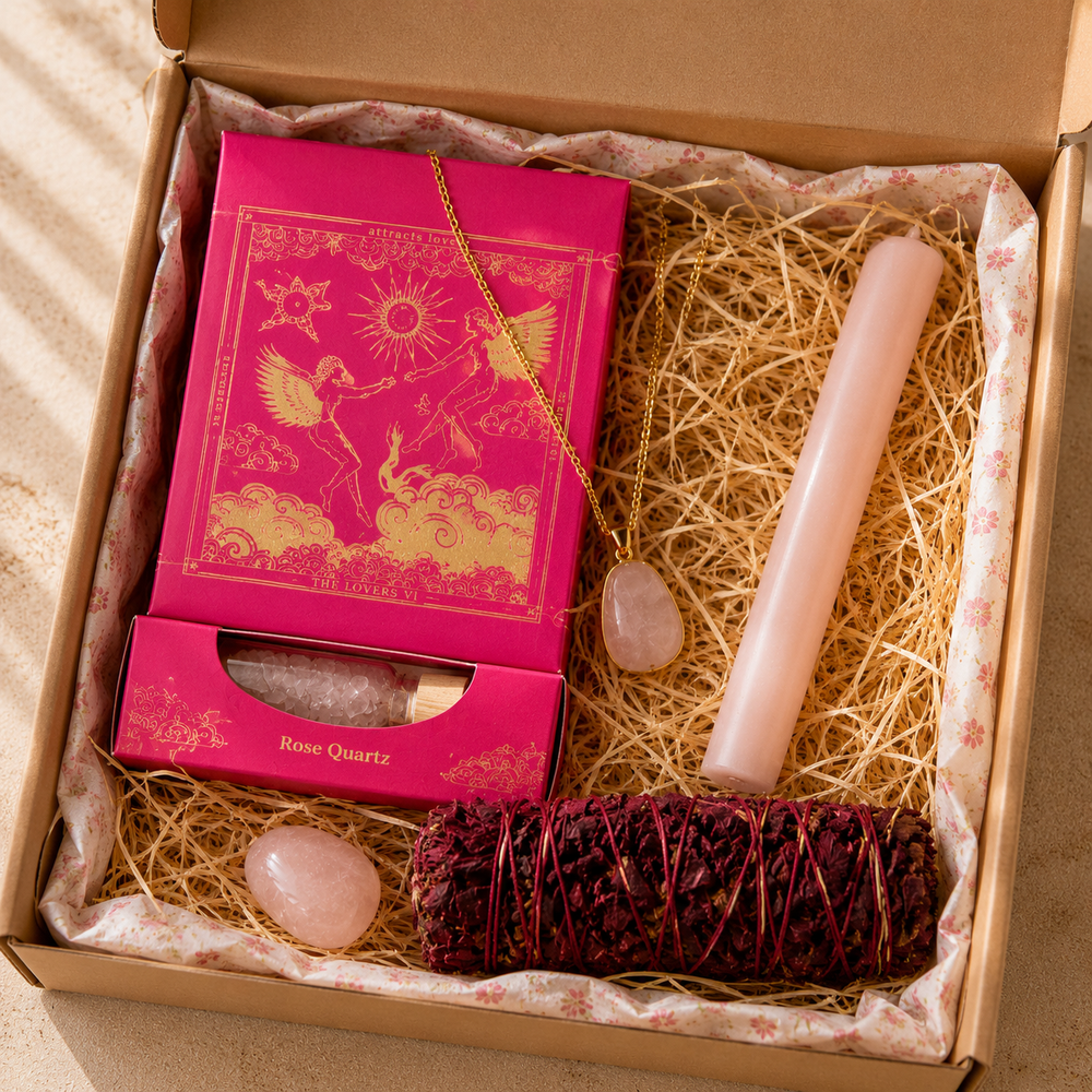 Pack Ritual Amor Propio con Cuarzo Rosa y Sahumo